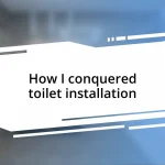 How I conquered toilet installation