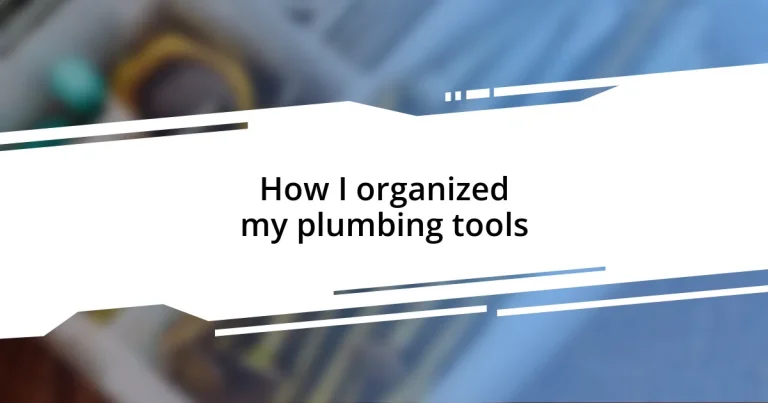 How I organized my plumbing tools