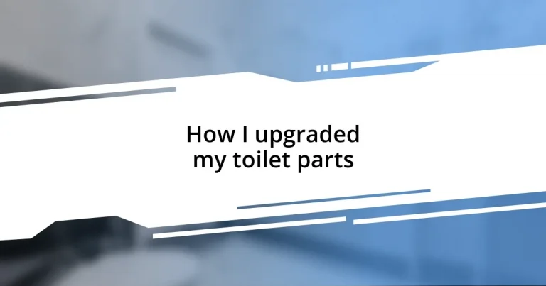 How I upgraded my toilet parts