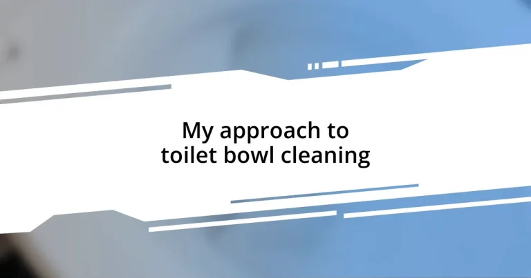 My approach to toilet bowl cleaning