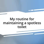 My routine for maintaining a spotless toilet