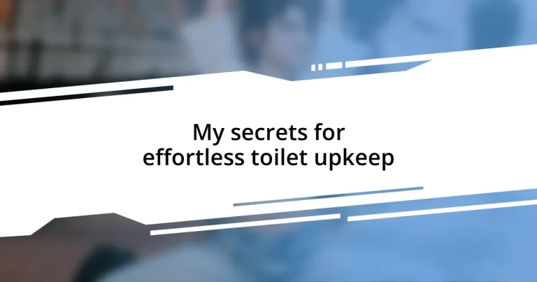 My secrets for effortless toilet upkeep