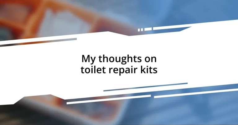 My thoughts on toilet repair kits