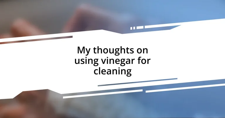 My thoughts on using vinegar for cleaning