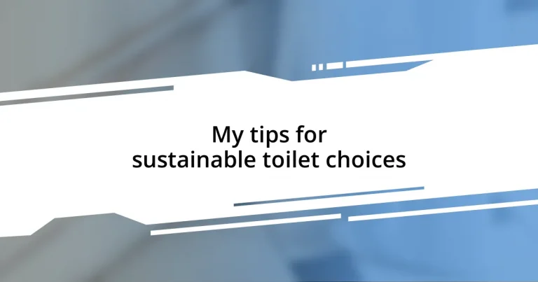 My tips for sustainable toilet choices