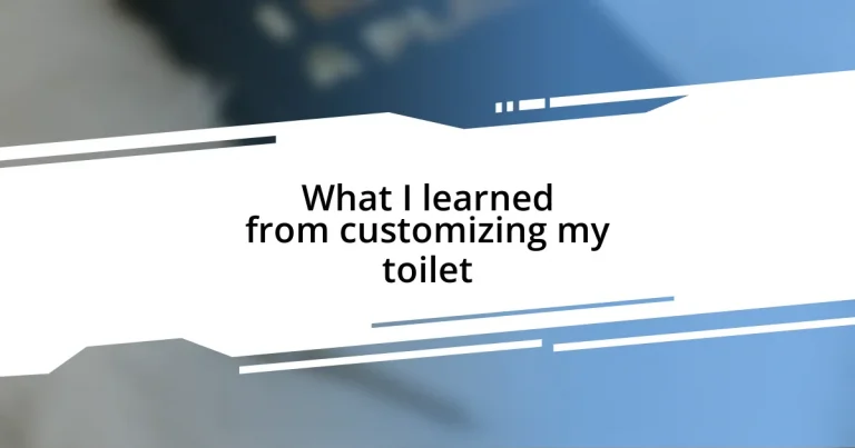 What I learned from customizing my toilet