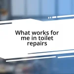 What works for me in toilet repairs