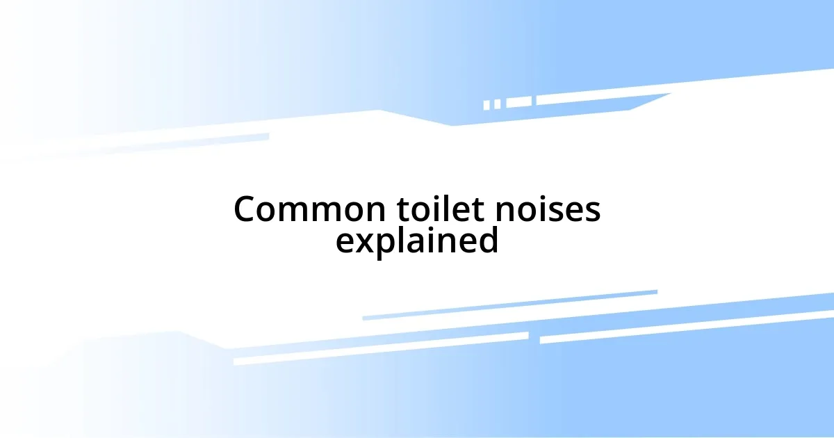 Common toilet noises explained