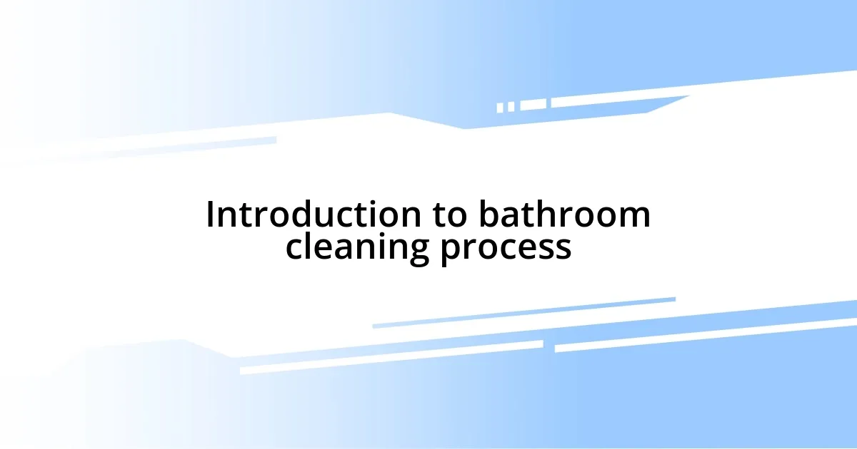 Introduction to bathroom cleaning process