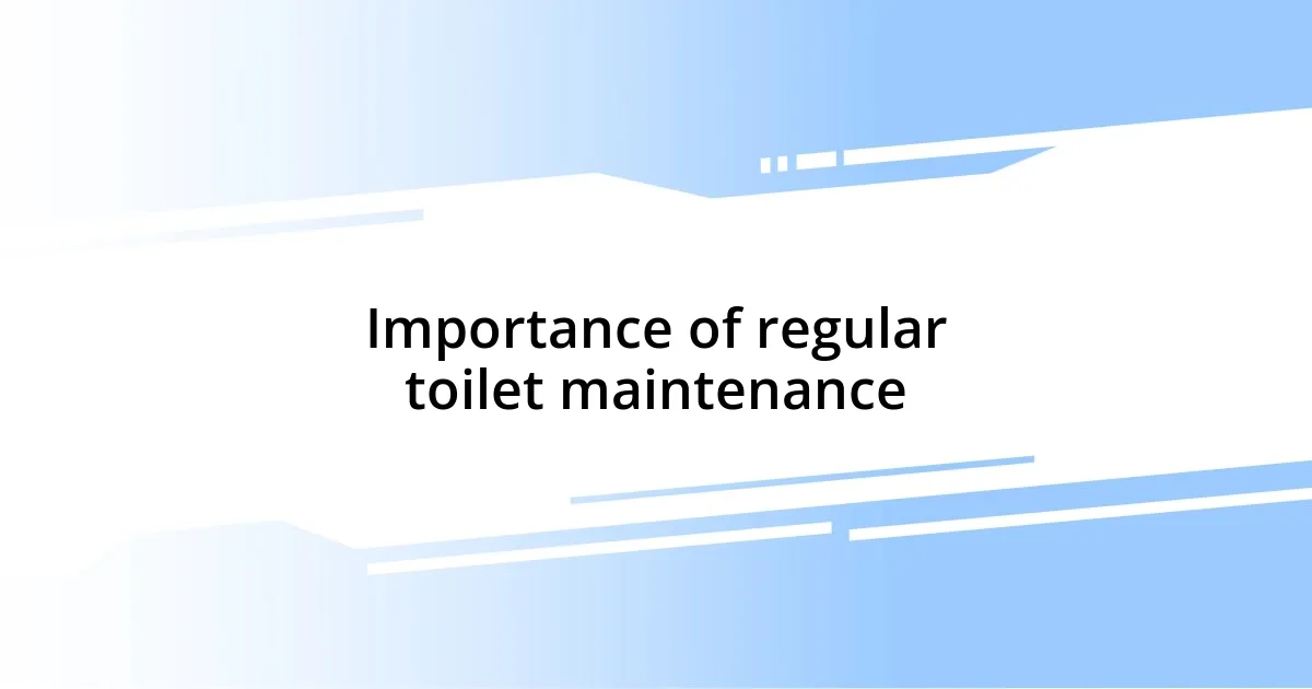 Importance of regular toilet maintenance