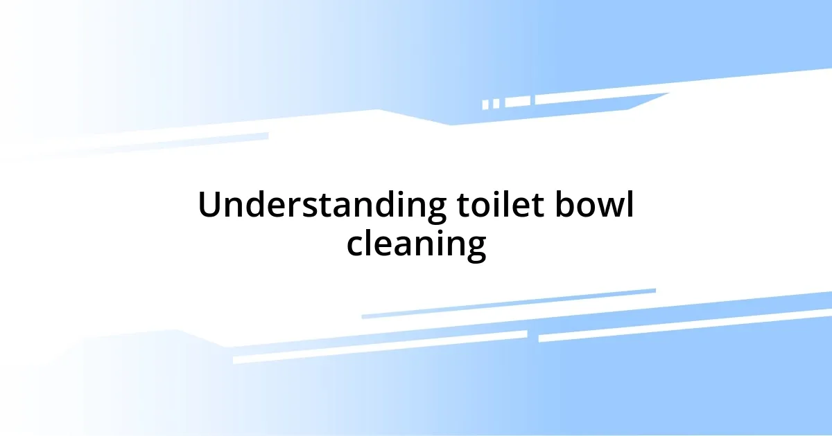 Understanding toilet bowl cleaning