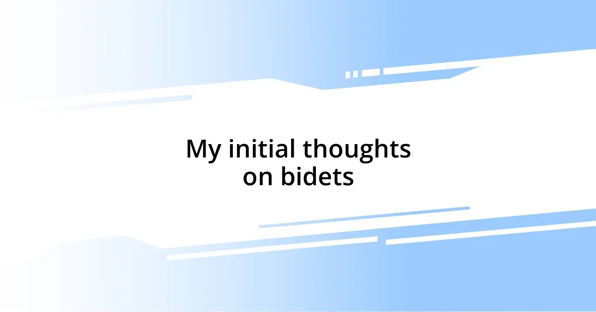 My initial thoughts on bidets