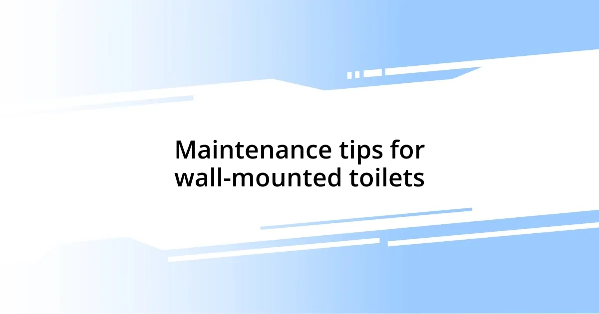 Maintenance tips for wall-mounted toilets