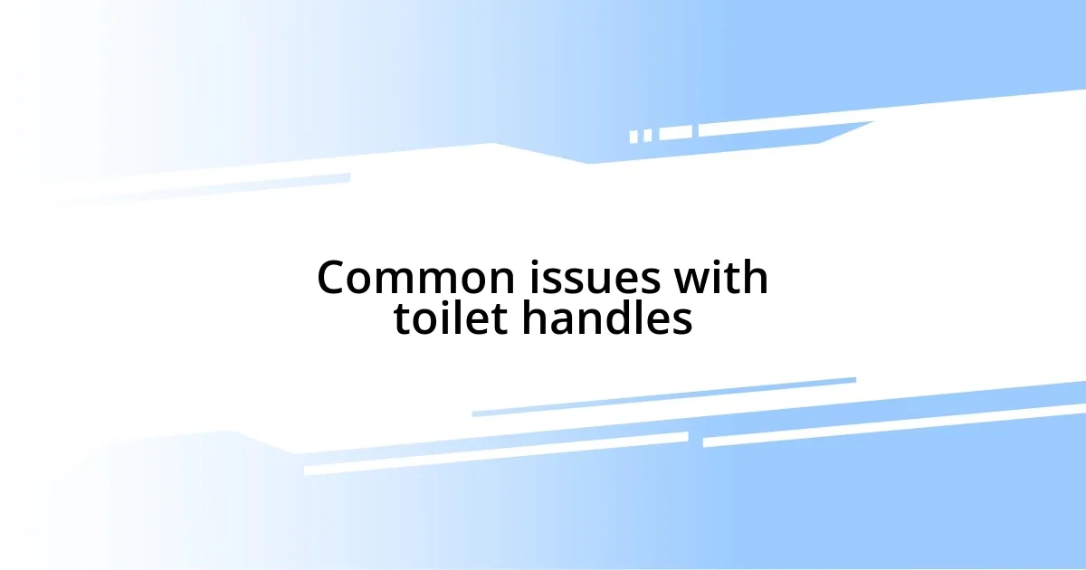 Common issues with toilet handles