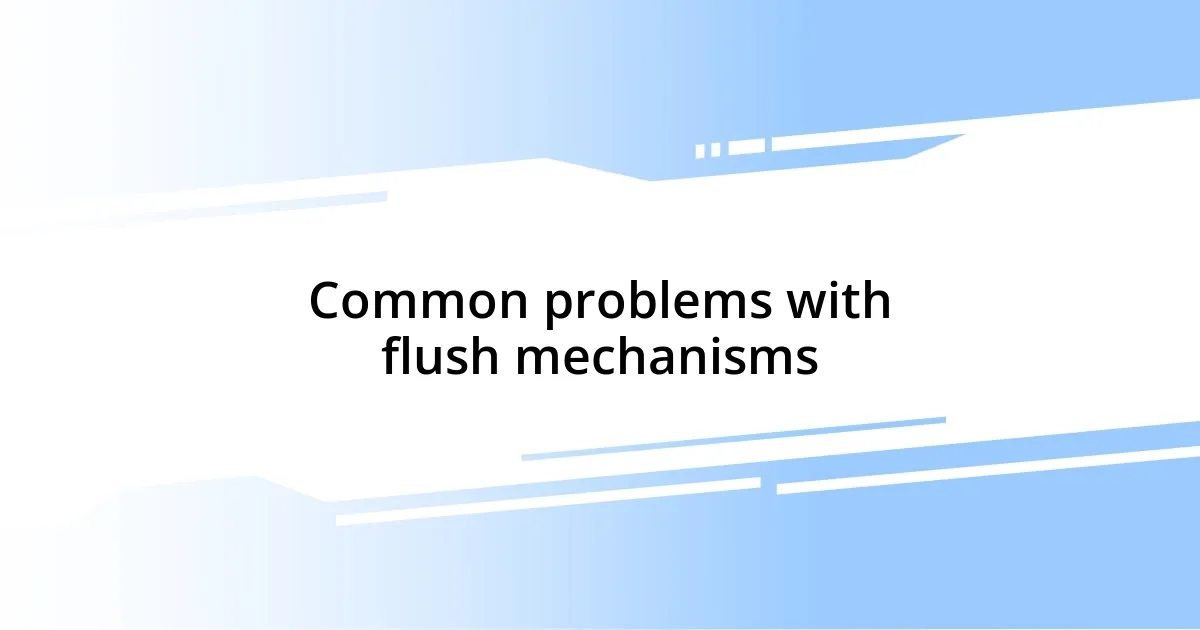 Common problems with flush mechanisms