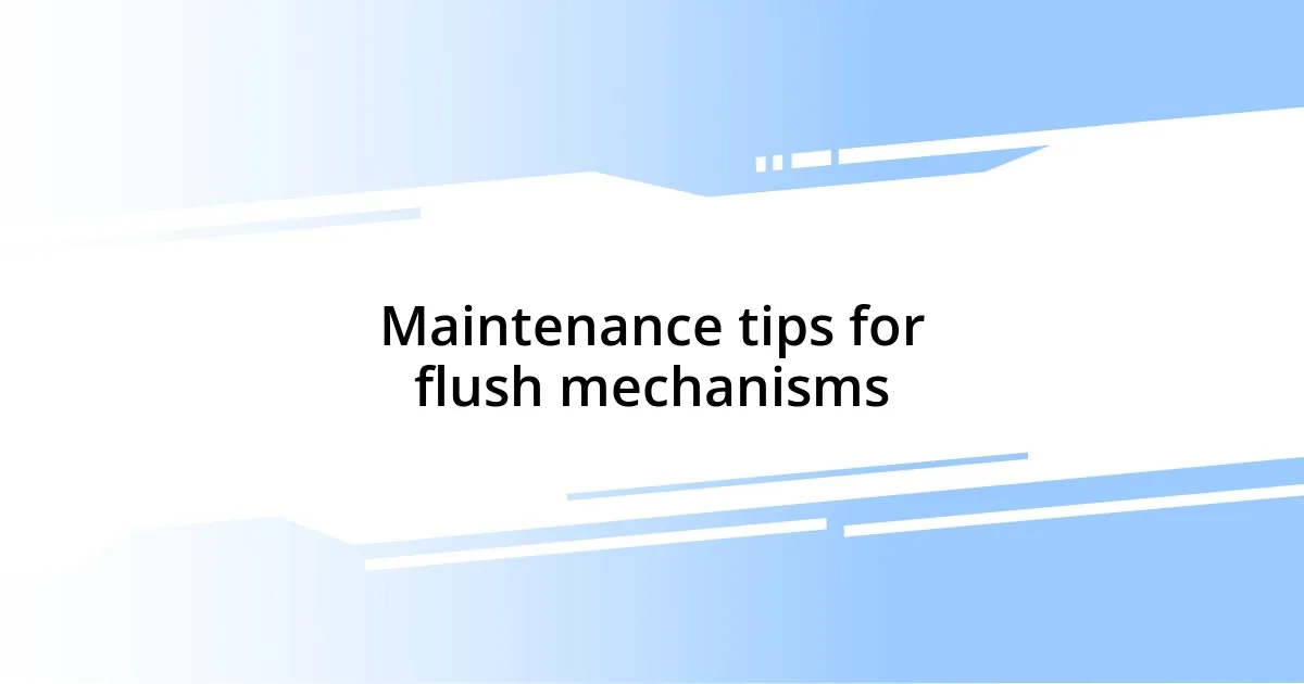 Maintenance tips for flush mechanisms