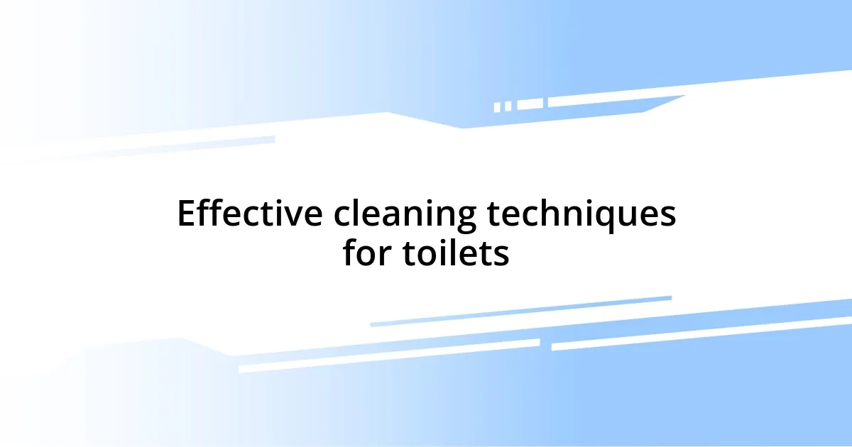 Effective cleaning techniques for toilets