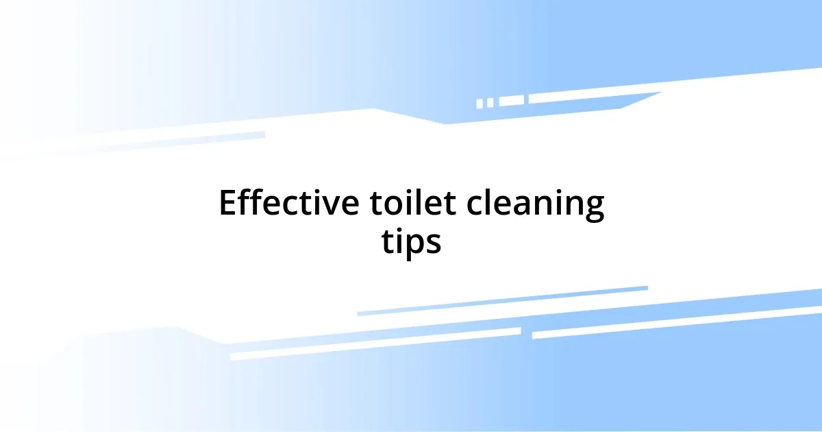 Effective toilet cleaning tips